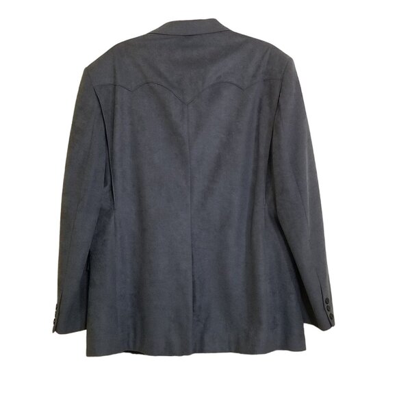 Circle S Dallas Texas Mens Blazer Sport Coat 48R Blue Micro Suede Two Button USA - Picture 15 of 15